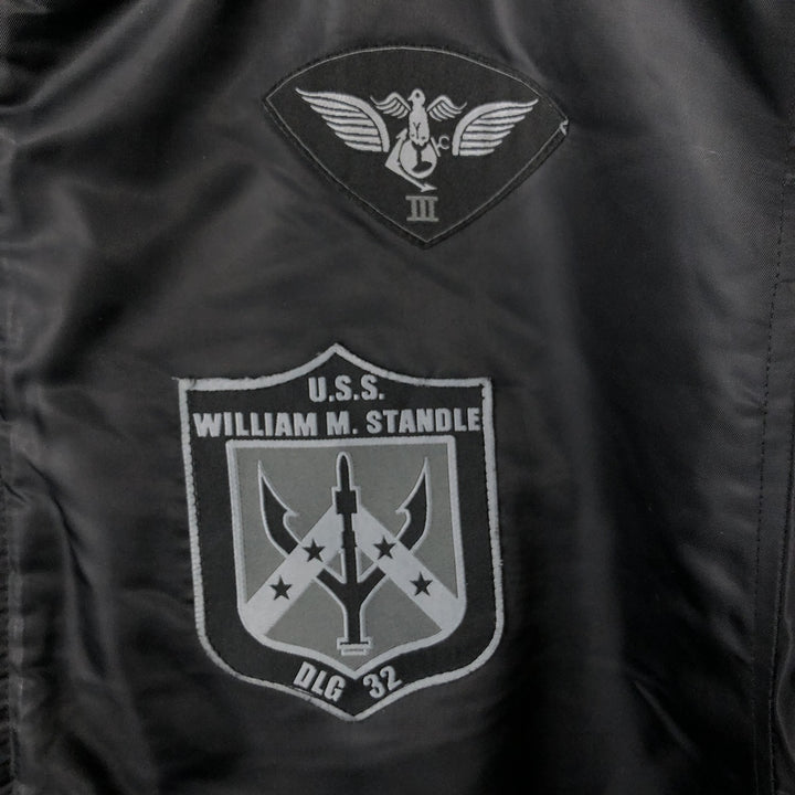 Civilian Avirex military flight jacket with patch, men's size XL polyester black type Vintage Second Hand