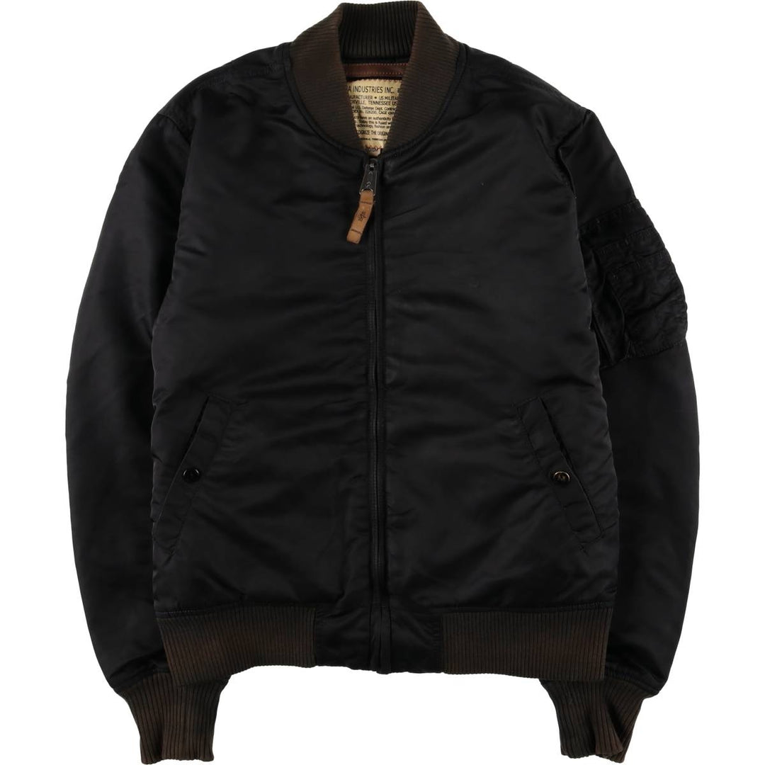 Civilian Alpha MA-1 style padded military flight jacket, men's size M Nylon black type Vintage Second Hand