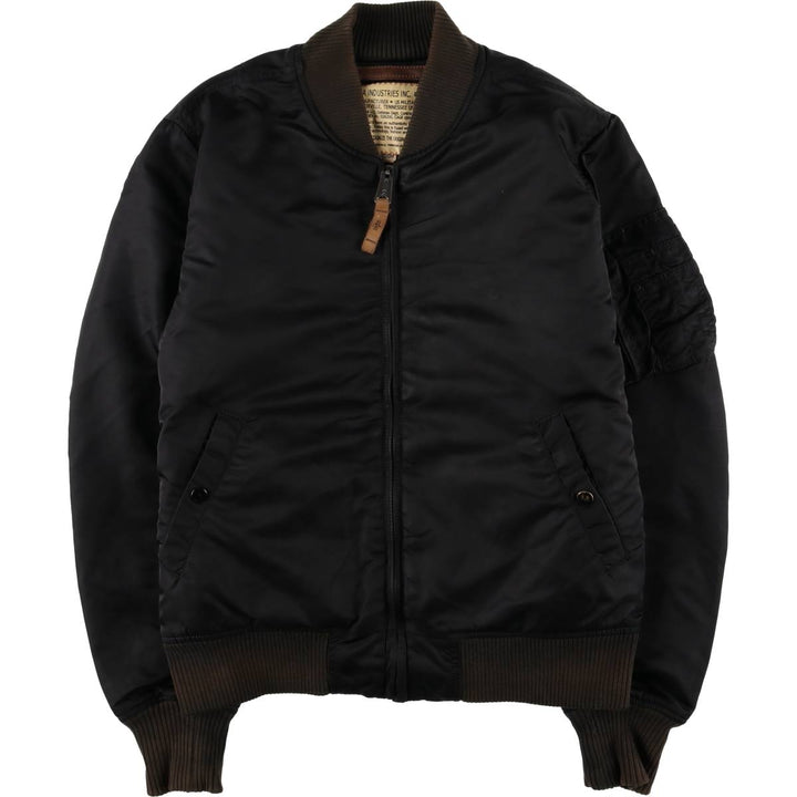 Civilian Alpha MA-1 style padded military flight jacket, men's size M Nylon black type Vintage Second Hand