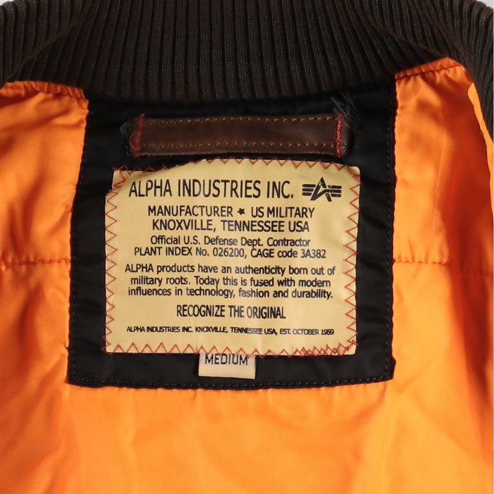 Civilian Alpha MA-1 style padded military flight jacket, men's size M Nylon black type Vintage Second Hand