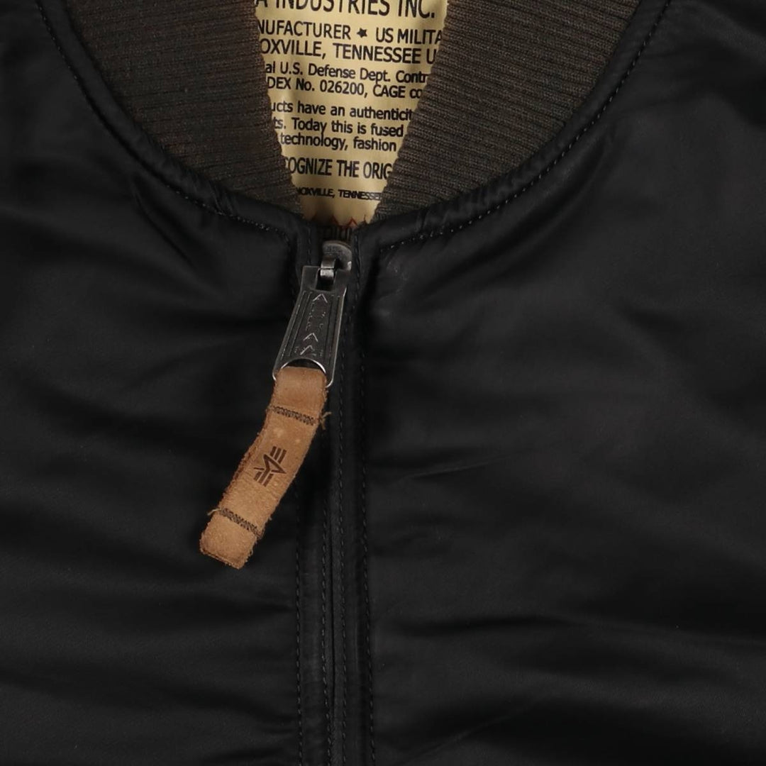 Civilian Alpha MA-1 style padded military flight jacket, men's size M Nylon black type Vintage Second Hand