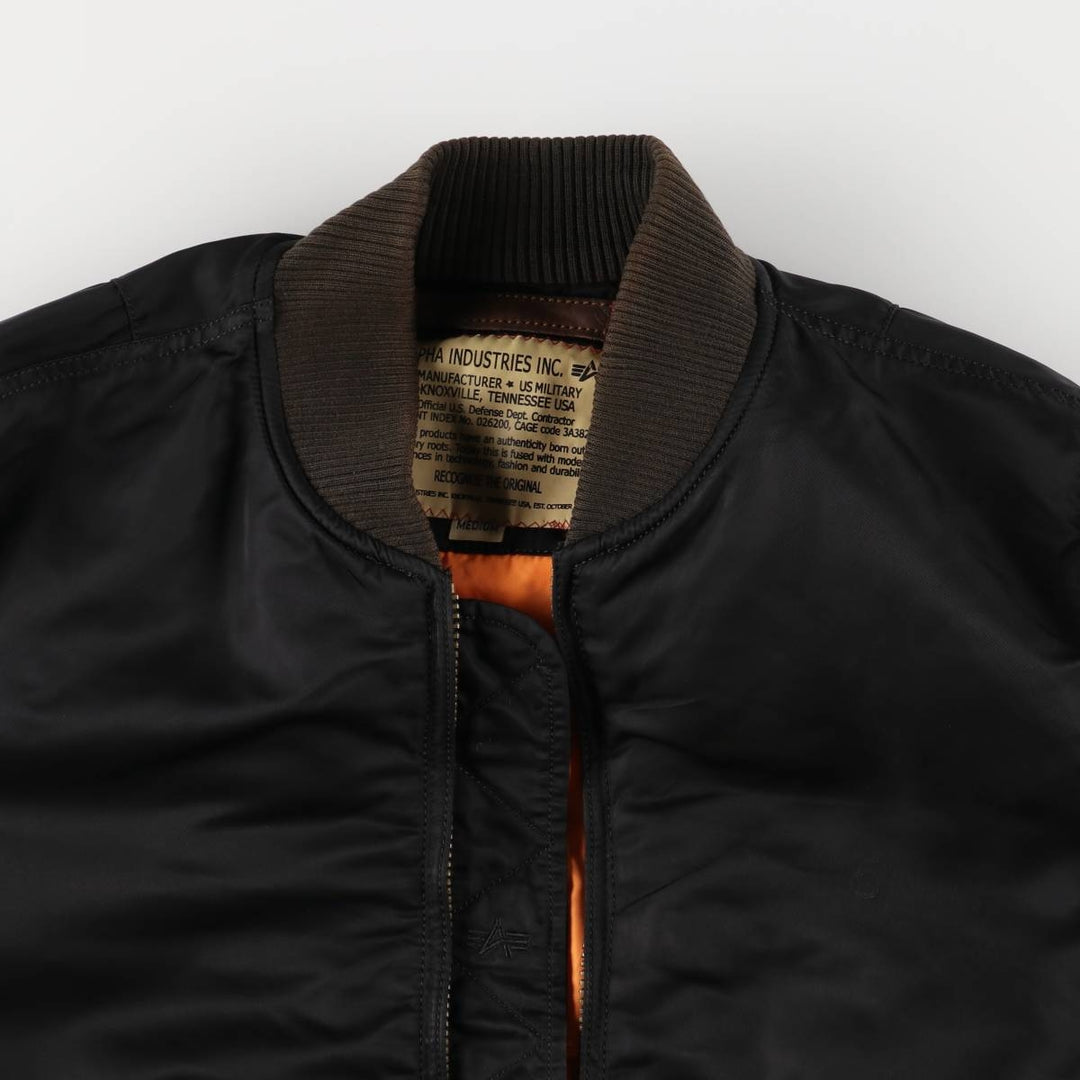 Civilian Alpha MA-1 style padded military flight jacket, men's size M Nylon black type Vintage Second Hand