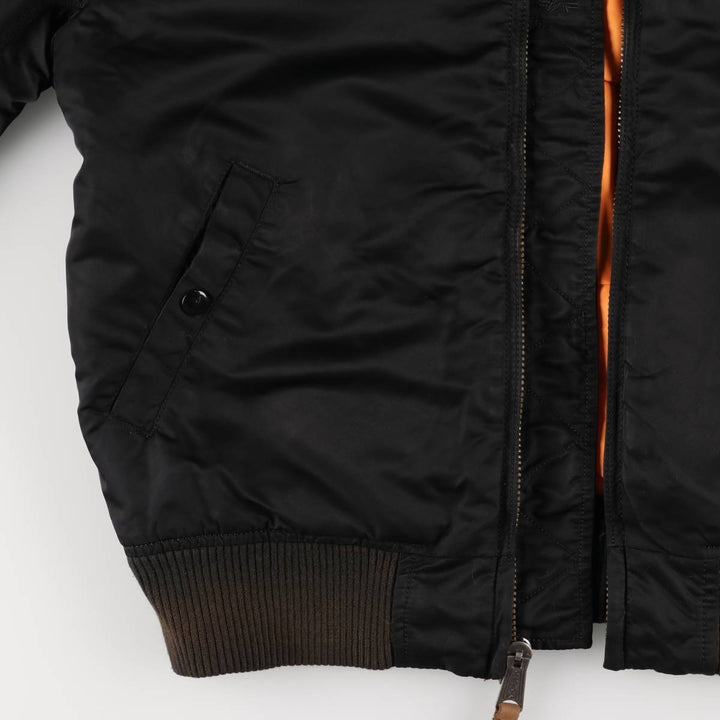 Civilian Alpha MA-1 style padded military flight jacket, men's size M Nylon black type Vintage Second Hand