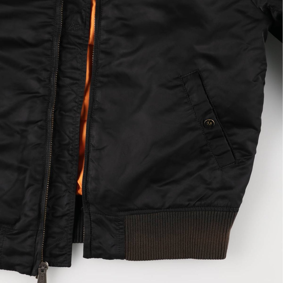 Civilian Alpha MA-1 style padded military flight jacket, men's size M Nylon black type Vintage Second Hand