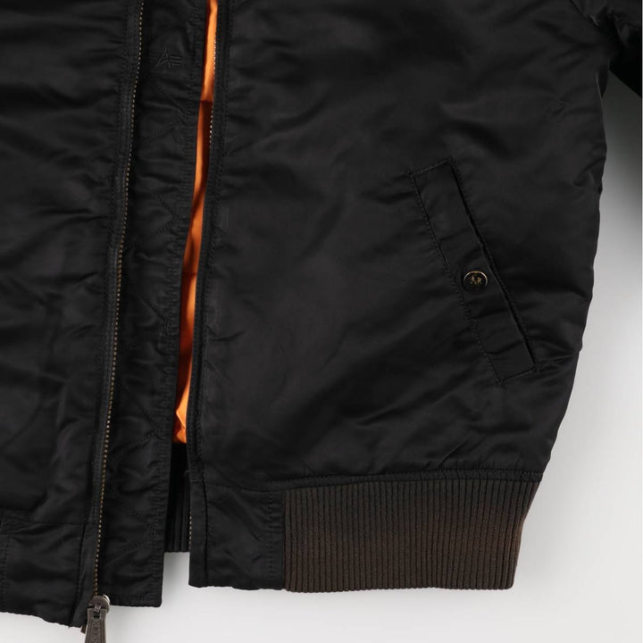 Civilian Alpha MA-1 style padded military flight jacket, men's size M Nylon black type Vintage Second Hand