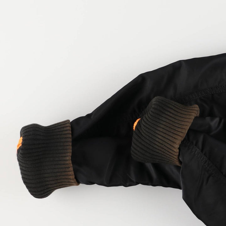 Civilian Alpha MA-1 style padded military flight jacket, men's size M Nylon black type Vintage Second Hand