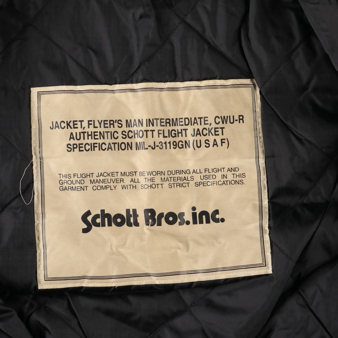 Civilian Schott CWU-R padded military flight jacket, men's size XL unclear black type Vintage Second Hand