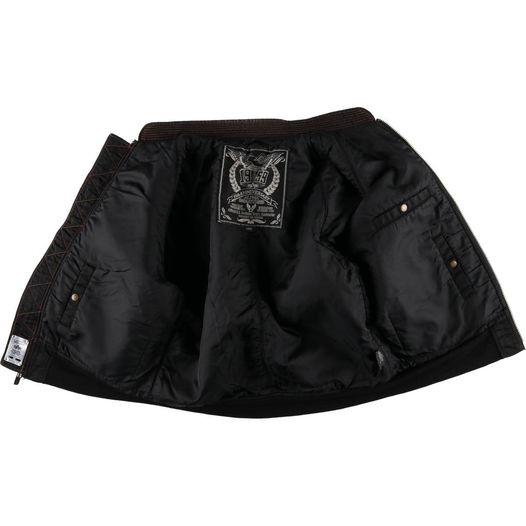 2000'S Civilian Alpha 50th Anniversary Military Flight Jacket with Back Stencil, Men's Size L Nylon black type Vintage Second Hand