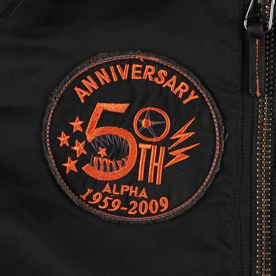 2000'S Civilian Alpha 50th Anniversary Military Flight Jacket with Back Stencil, Men's Size L Nylon black type Vintage Second Hand