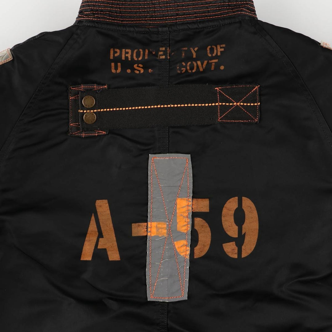 2000'S Civilian Alpha 50th Anniversary Military Flight Jacket with Back Stencil, Men's Size L Nylon black type Vintage Second Hand