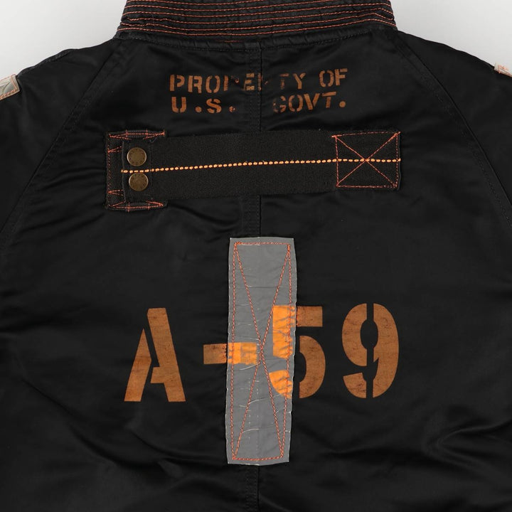 2000'S Civilian Alpha 50th Anniversary Military Flight Jacket with Back Stencil, Men's Size L Nylon black type Vintage Second Hand