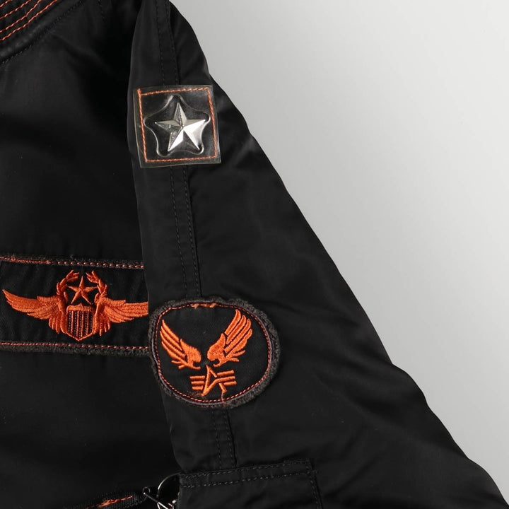 2000'S Civilian Alpha 50th Anniversary Military Flight Jacket with Back Stencil, Men's Size L Nylon black type Vintage Second Hand