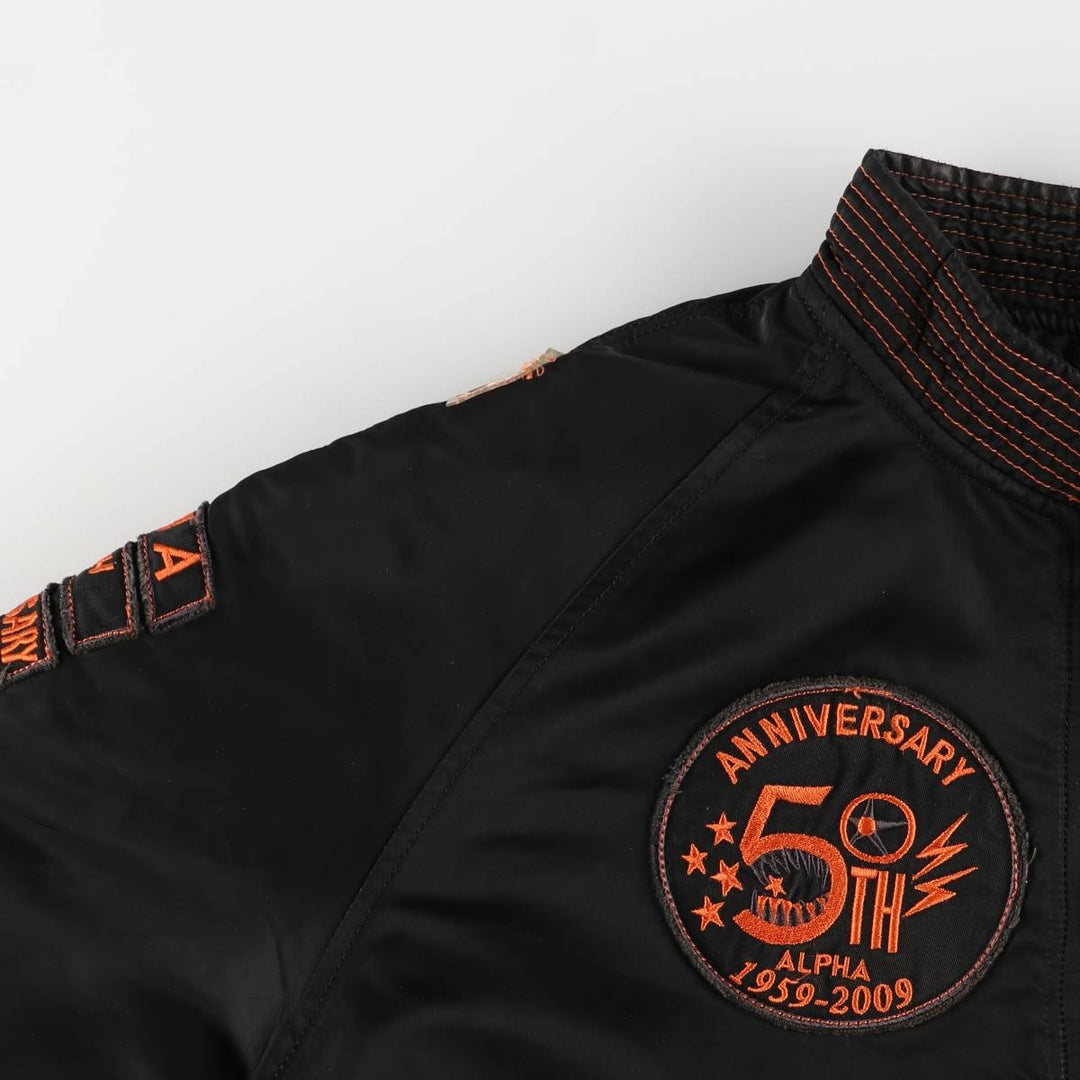 2000'S Civilian Alpha 50th Anniversary Military Flight Jacket with Back Stencil, Men's Size L Nylon black type Vintage Second Hand