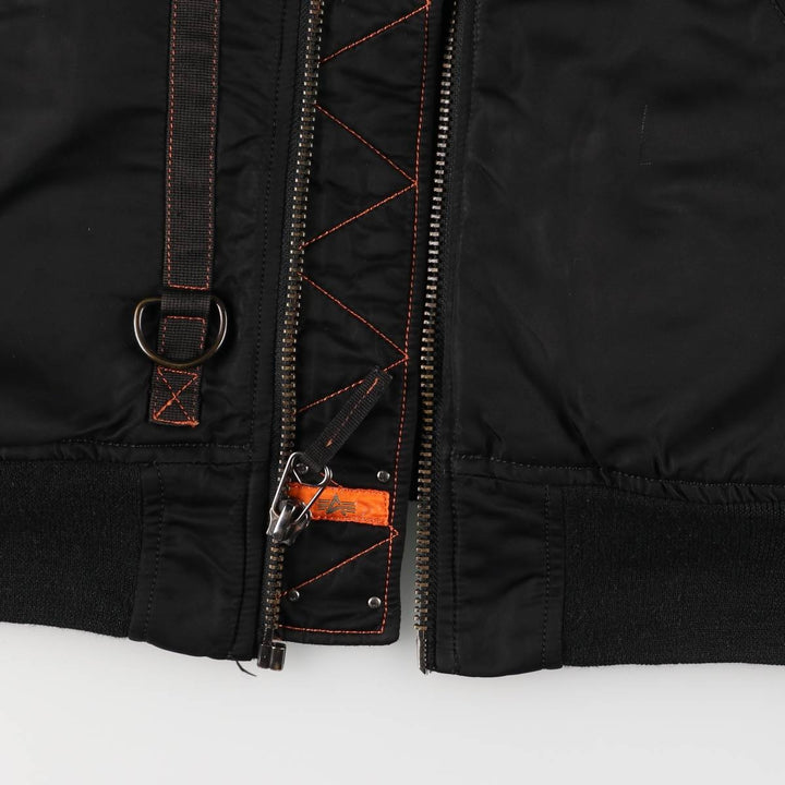 2000'S Civilian Alpha 50th Anniversary Military Flight Jacket with Back Stencil, Men's Size L Nylon black type Vintage Second Hand