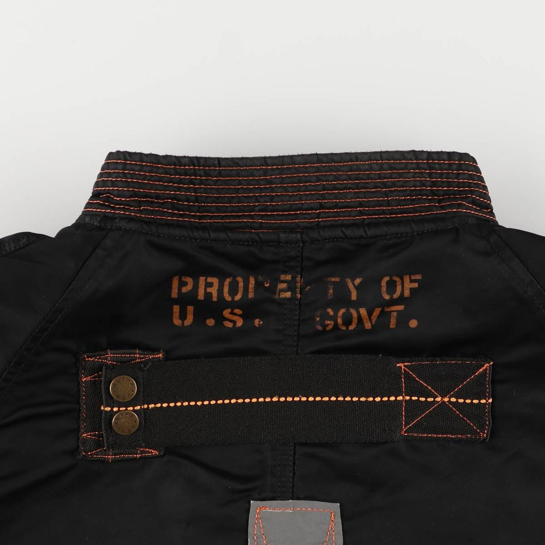 2000'S Civilian Alpha 50th Anniversary Military Flight Jacket with Back Stencil, Men's Size L Nylon black type Vintage Second Hand