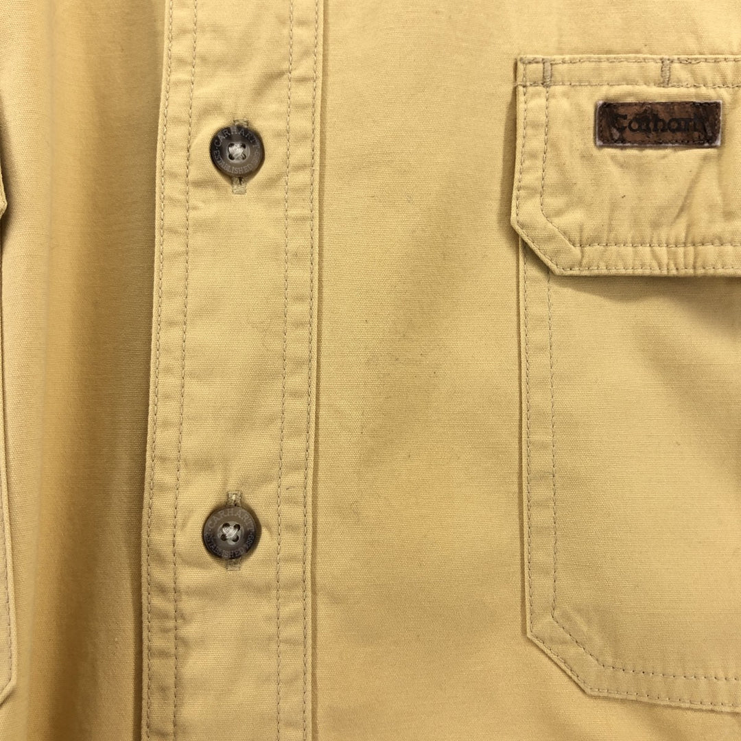 Carhartt short sleeve work shirt, men's XL size cotton yellow type Vintage Second Hand