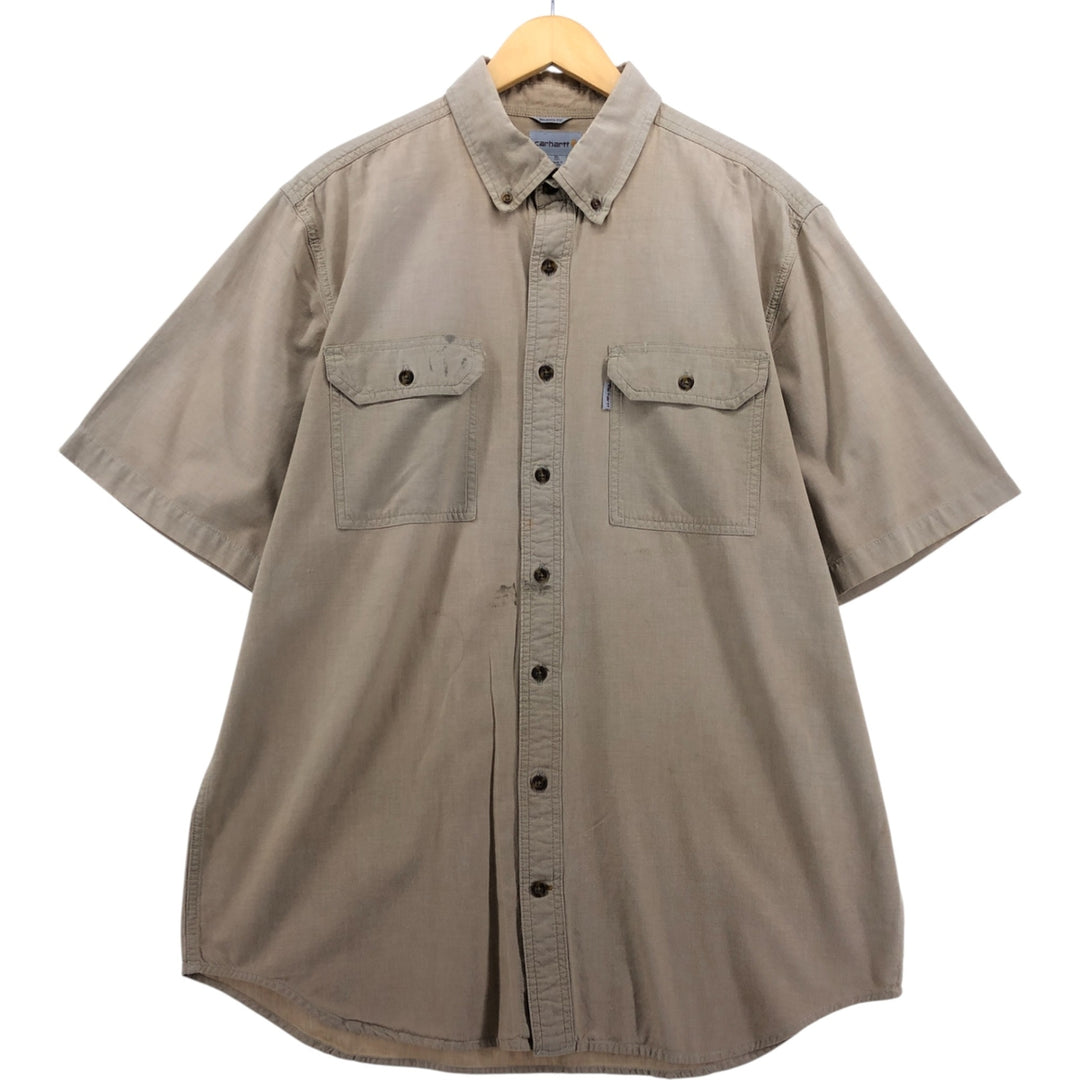 Carhartt short-sleeved button-down work shirt, men's size XL cotton Beige type Vintage Second Hand