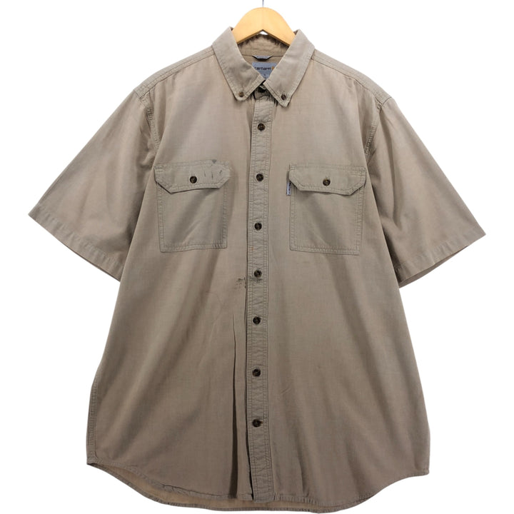 Carhartt short-sleeved button-down work shirt, men's size XL cotton Beige type Vintage Second Hand