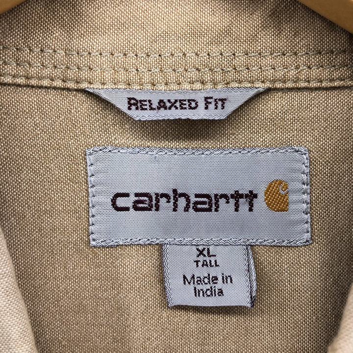 Carhartt short-sleeved button-down work shirt, men's size XL cotton Beige type Vintage Second Hand