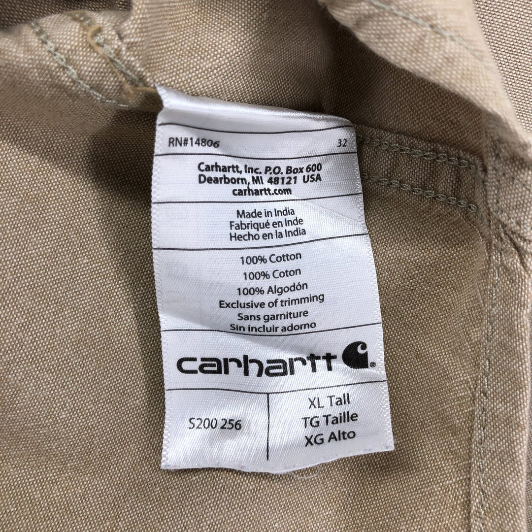 Carhartt short-sleeved button-down work shirt, men's size XL cotton Beige type Vintage Second Hand