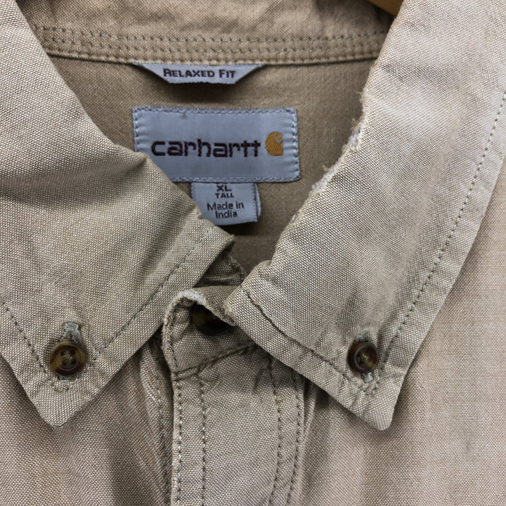 Carhartt short-sleeved button-down work shirt, men's size XL cotton Beige type Vintage Second Hand