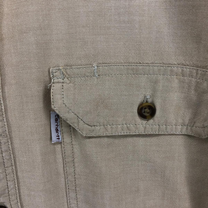 Carhartt short-sleeved button-down work shirt, men's size XL cotton Beige type Vintage Second Hand