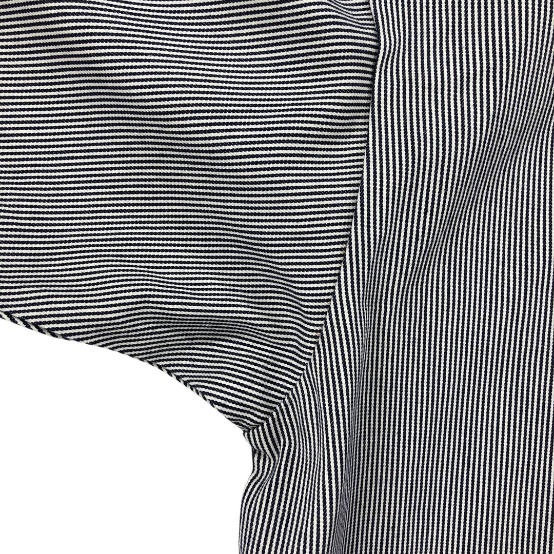 90'S Ben Davis Stripe Pattern Half-Zip Pullover Short Sleeve Work Shirt, Boxy Shirt, Vintage cotton white type Vintage Second Hand