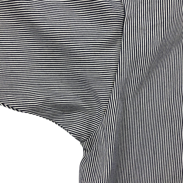 90'S Ben Davis Stripe Pattern Half-Zip Pullover Short Sleeve Work Shirt, Boxy Shirt, Vintage cotton white type Vintage Second Hand