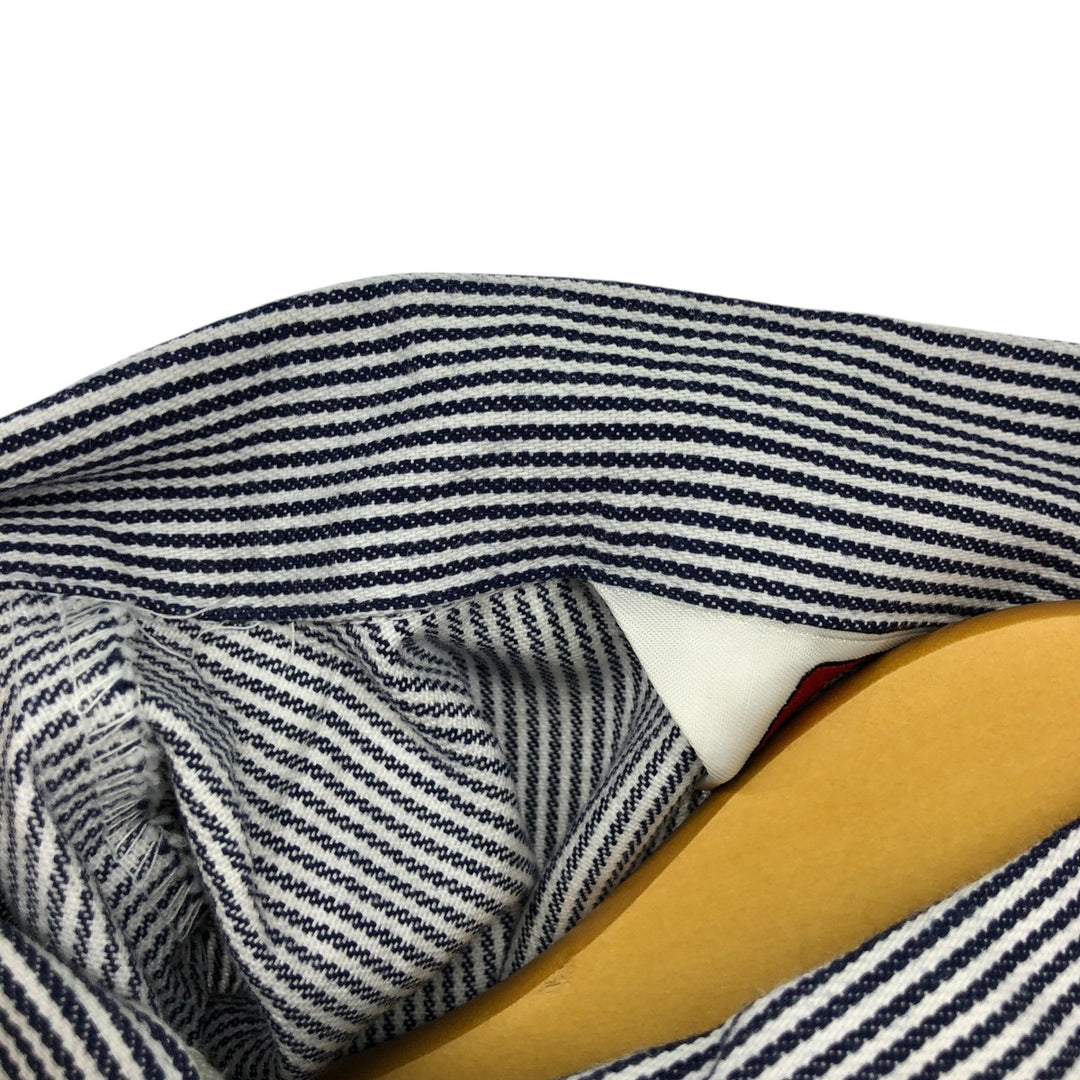 90'S Ben Davis Stripe Pattern Half-Zip Pullover Short Sleeve Work Shirt, Boxy Shirt, Vintage cotton white type Vintage Second Hand