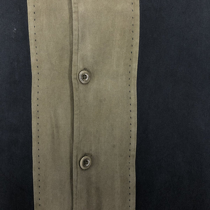 Nat Nast Two-Tone Short Sleeve Open Collar Silk Box Shirt, Men's XL silk Khaki type Vintage Second Hand