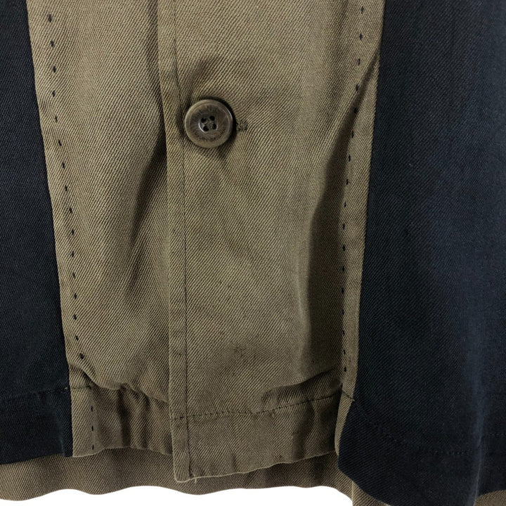 Nat Nast Two-Tone Short Sleeve Open Collar Silk Box Shirt, Men's XL silk Khaki type Vintage Second Hand