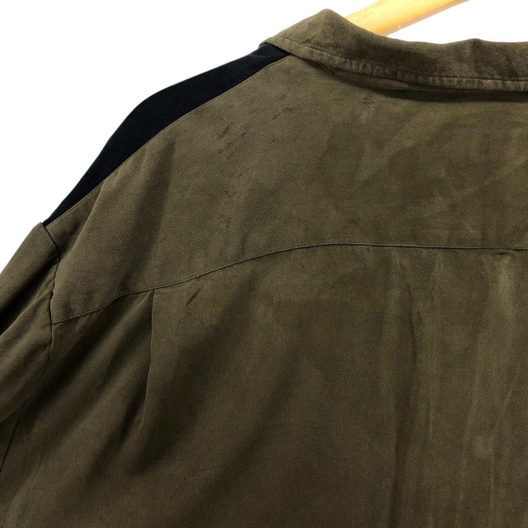 Nat Nast Two-Tone Short Sleeve Open Collar Silk Box Shirt, Men's XL silk Khaki type Vintage Second Hand
