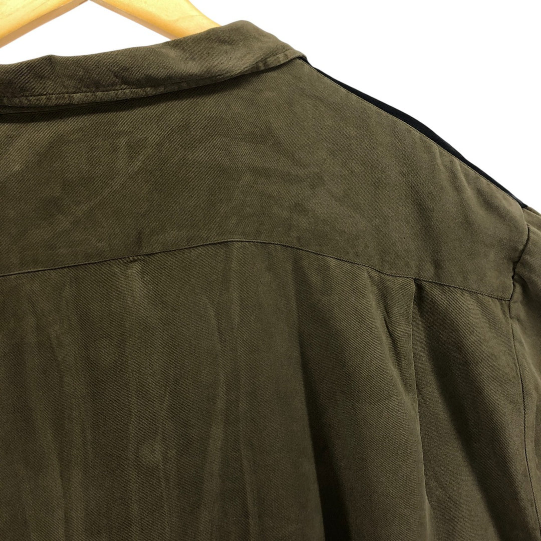 Nat Nast Two-Tone Short Sleeve Open Collar Silk Box Shirt, Men's XL silk Khaki type Vintage Second Hand