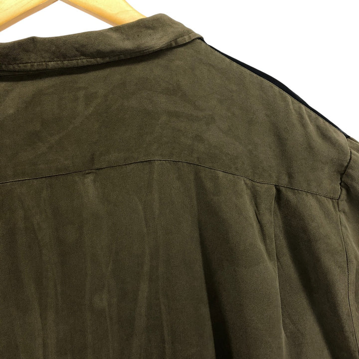 Nat Nast Two-Tone Short Sleeve Open Collar Silk Box Shirt, Men's XL silk Khaki type Vintage Second Hand
