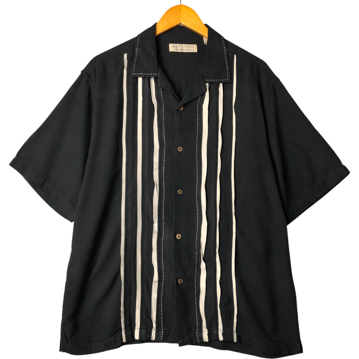 ISLAND REPUBLIC Short Sleeve Open Collar Silk Box Shirt, Men's Size L silk black type Vintage Second Hand