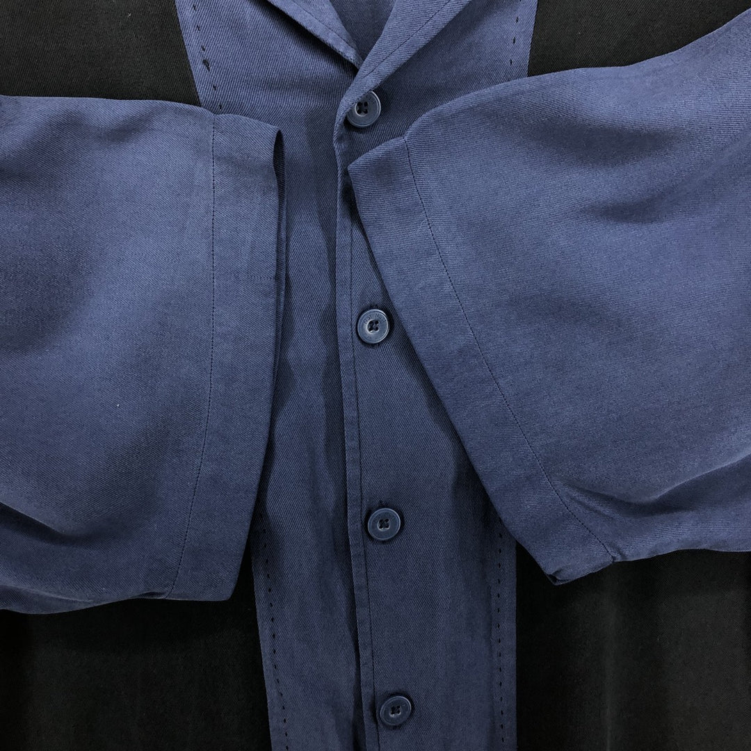 Nat Nast American Fit Two-Tone Short Sleeve Open Collar Silk Box Shirt, Men's Size L silk black type Vintage Second Hand