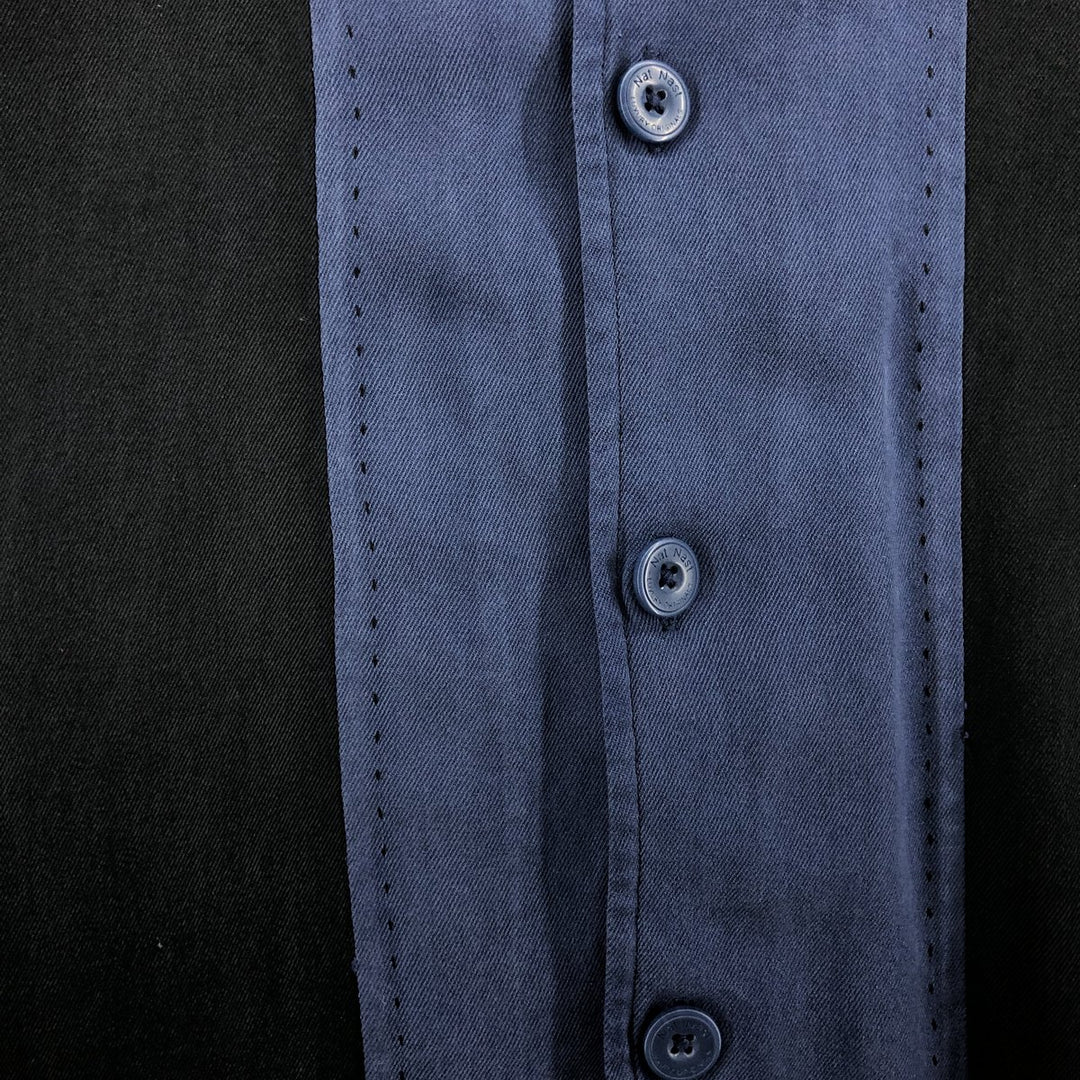 Nat Nast American Fit Two-Tone Short Sleeve Open Collar Silk Box Shirt, Men's Size L silk black type Vintage Second Hand