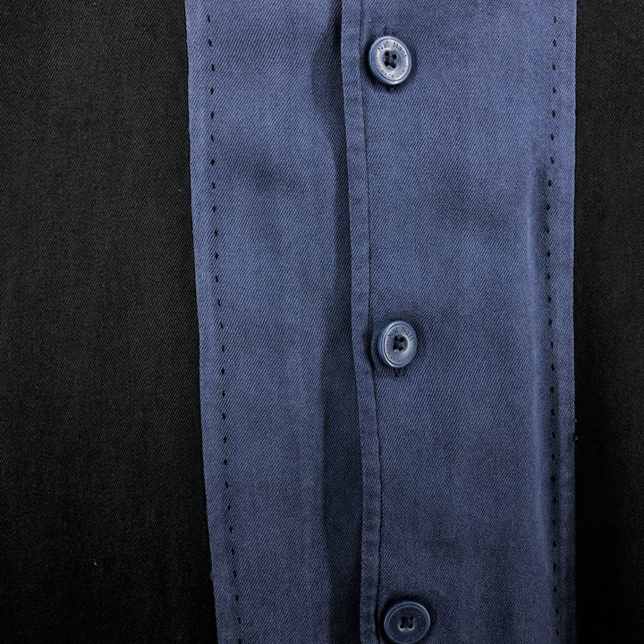 Nat Nast American Fit Two-Tone Short Sleeve Open Collar Silk Box Shirt, Men's Size L silk black type Vintage Second Hand