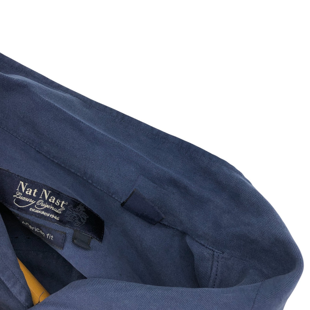 Nat Nast American Fit Two-Tone Short Sleeve Open Collar Silk Box Shirt, Men's Size L silk black type Vintage Second Hand