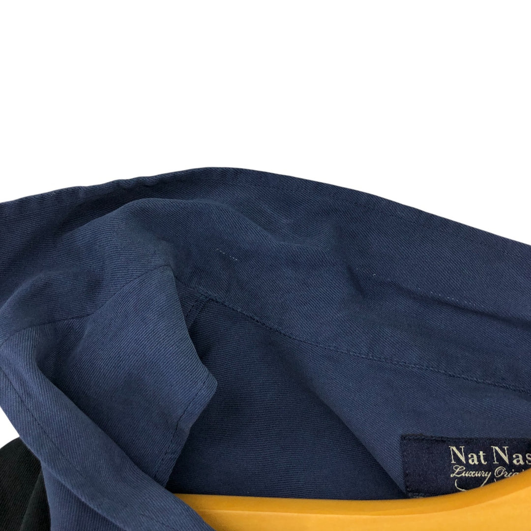 Nat Nast American Fit Two-Tone Short Sleeve Open Collar Silk Box Shirt, Men's Size L silk black type Vintage Second Hand