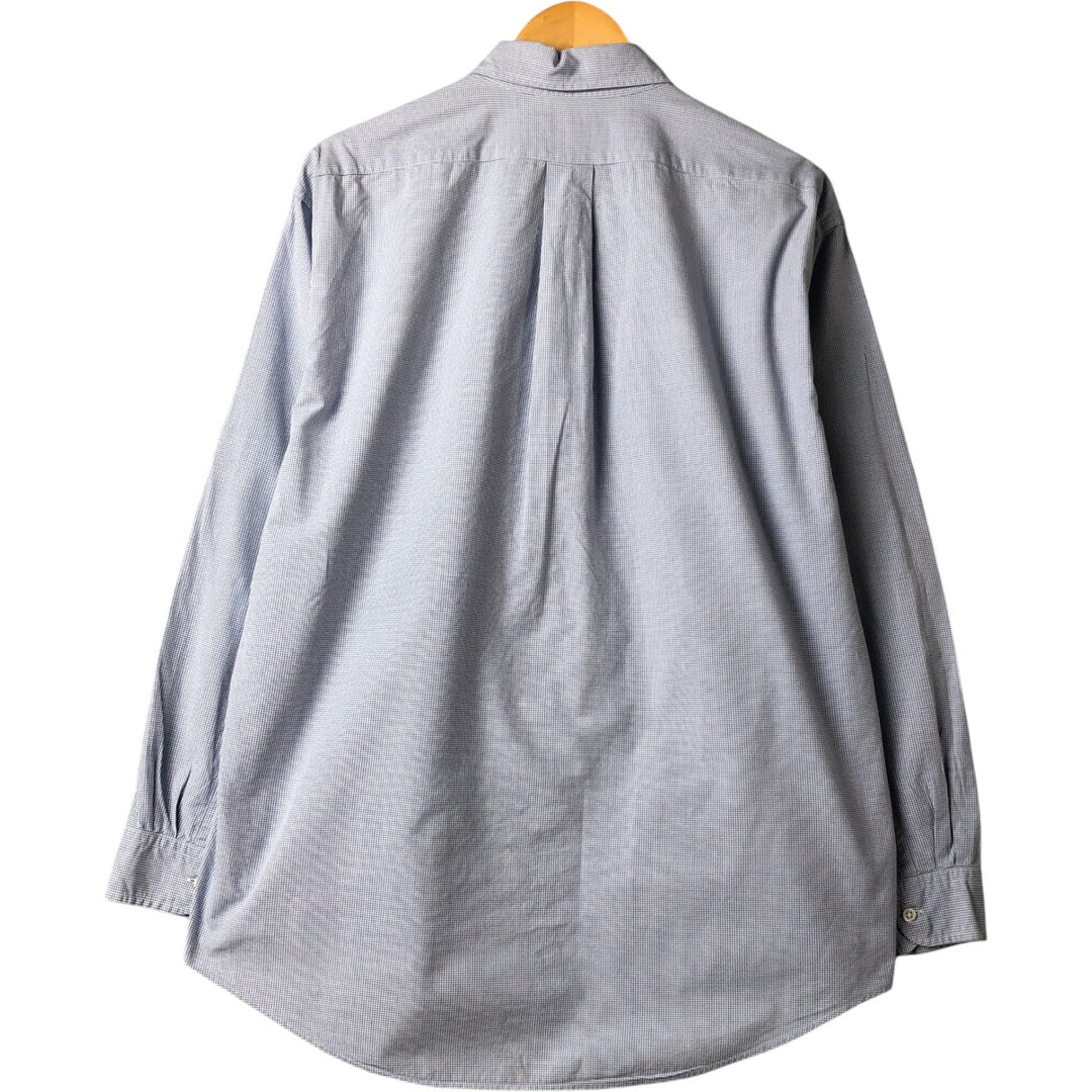 90'S J.Crew long-sleeved button-down check shirt, men's size L, vintage cotton Blue type light blue Vintage Second Hand