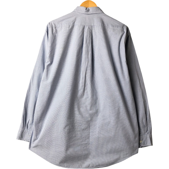 90'S J.Crew long-sleeved button-down check shirt, men's size L, vintage cotton Blue type light blue Vintage Second Hand
