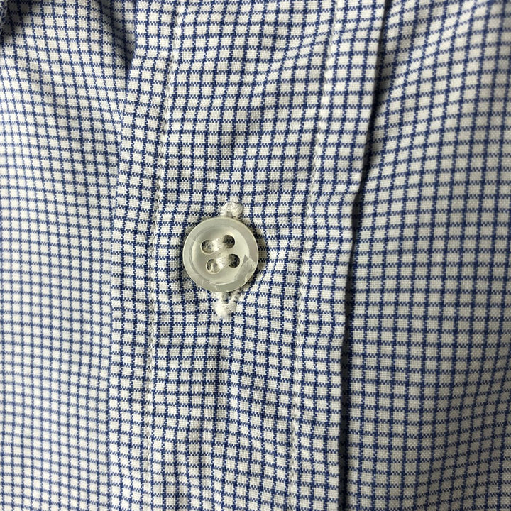 90'S J.Crew long-sleeved button-down check shirt, men's size L, vintage cotton Blue type light blue Vintage Second Hand