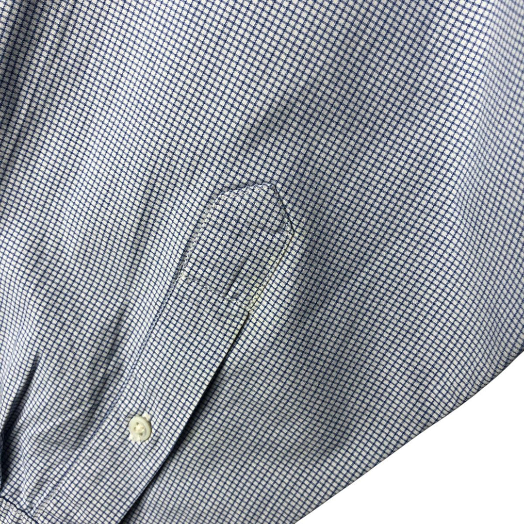 90'S J.Crew long-sleeved button-down check shirt, men's size L, vintage cotton Blue type light blue Vintage Second Hand