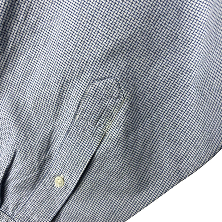 90'S J.Crew long-sleeved button-down check shirt, men's size L, vintage cotton Blue type light blue Vintage Second Hand