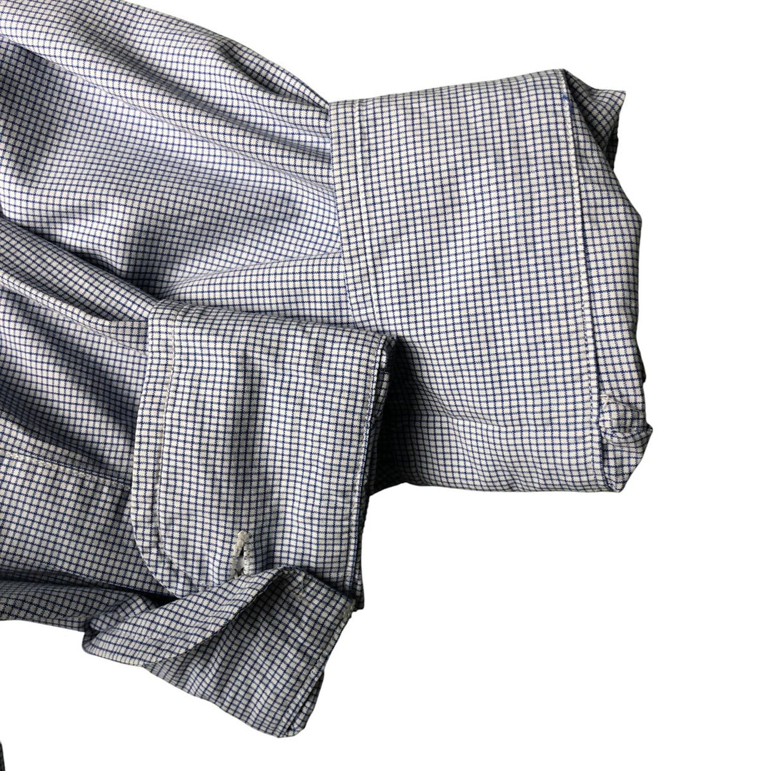 90'S J.Crew long-sleeved button-down check shirt, men's size L, vintage cotton Blue type light blue Vintage Second Hand