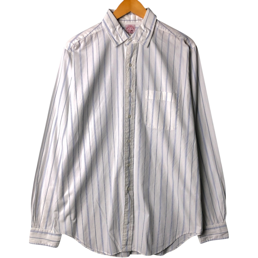 Brooks Brothers Est.1818 Stripe Pattern Long Sleeve Shirt, Men's Size L cotton blue type Vintage Second Hand