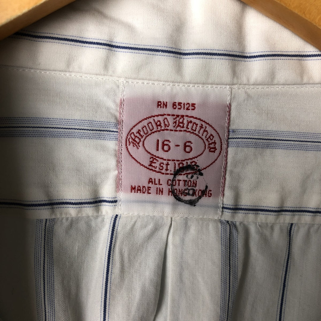 Brooks Brothers Est.1818 Stripe Pattern Long Sleeve Shirt, Men's Size L cotton blue type Vintage Second Hand