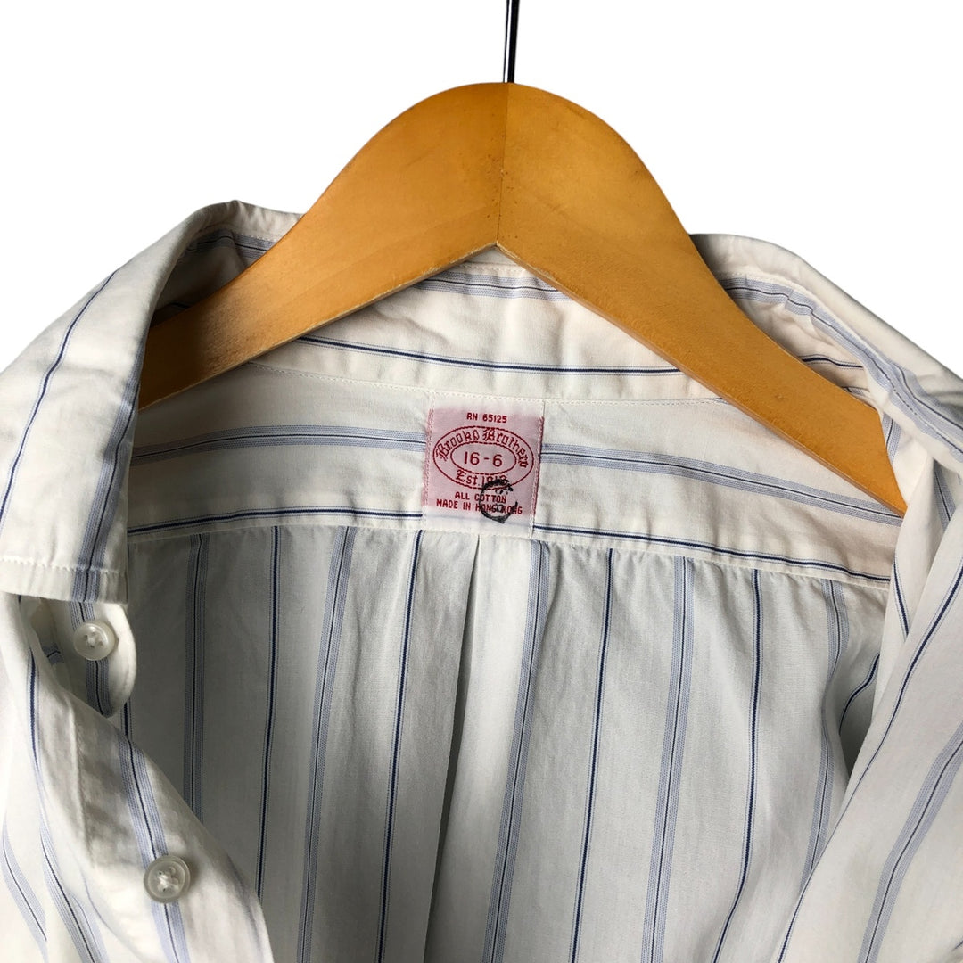 Brooks Brothers Est.1818 Stripe Pattern Long Sleeve Shirt, Men's Size L cotton blue type Vintage Second Hand