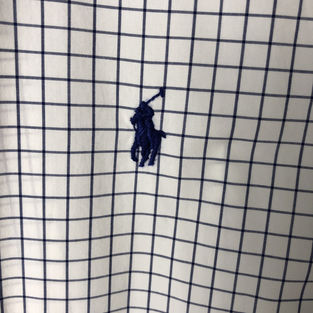 Ralph Lauren long sleeve button down check shirt, men's XL size cotton navy blue type Vintage Second Hand
